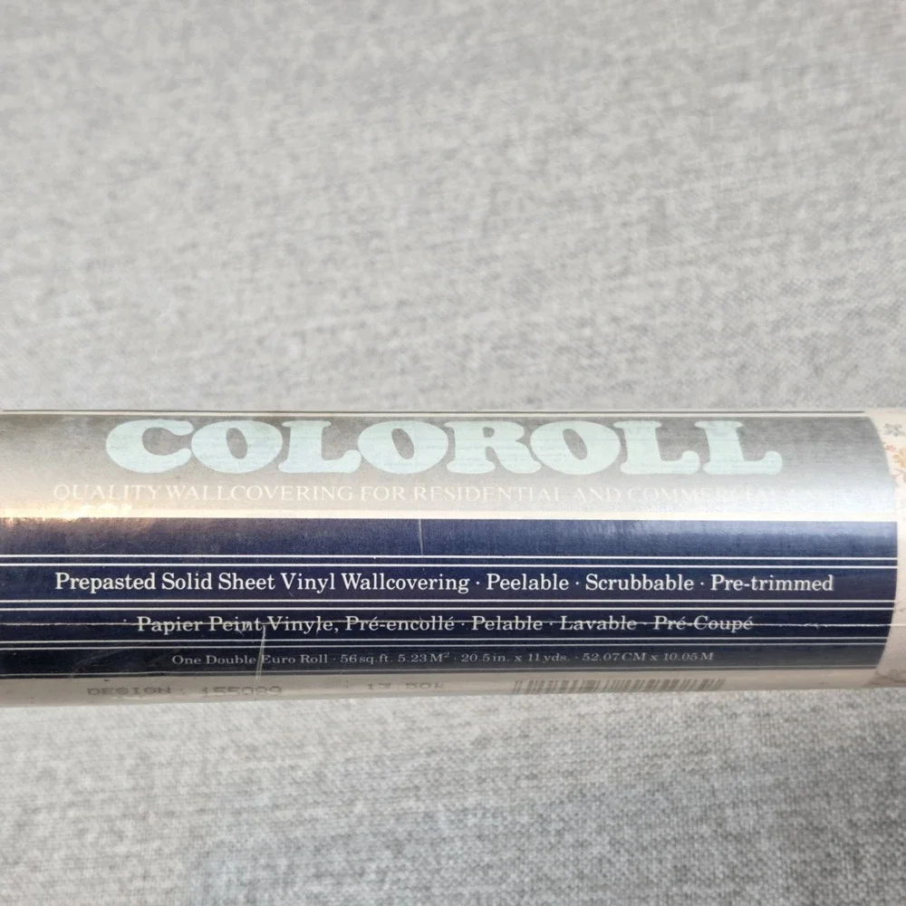 2 Rolls Of Vintage Coloroll Pastel Floral Vinyl Pre-Pasted Wallcovering Slocombe